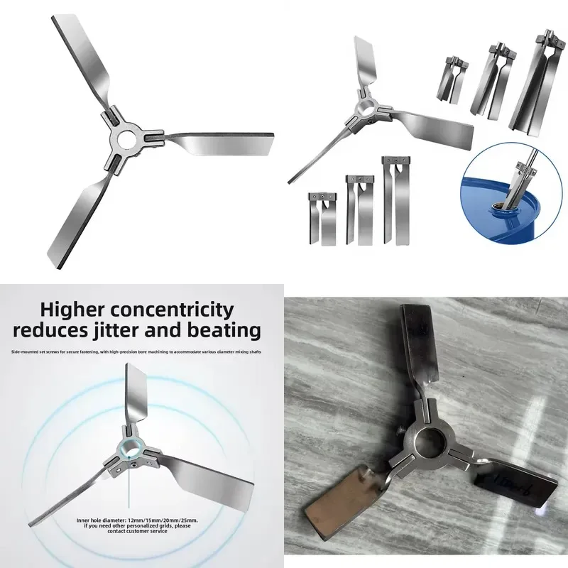 Mélangeur à pales télescopique en acier inoxydable 304/316, roue à trois pales, pour fût IBC, baril d'huile, panneau de dispersion personnalisable