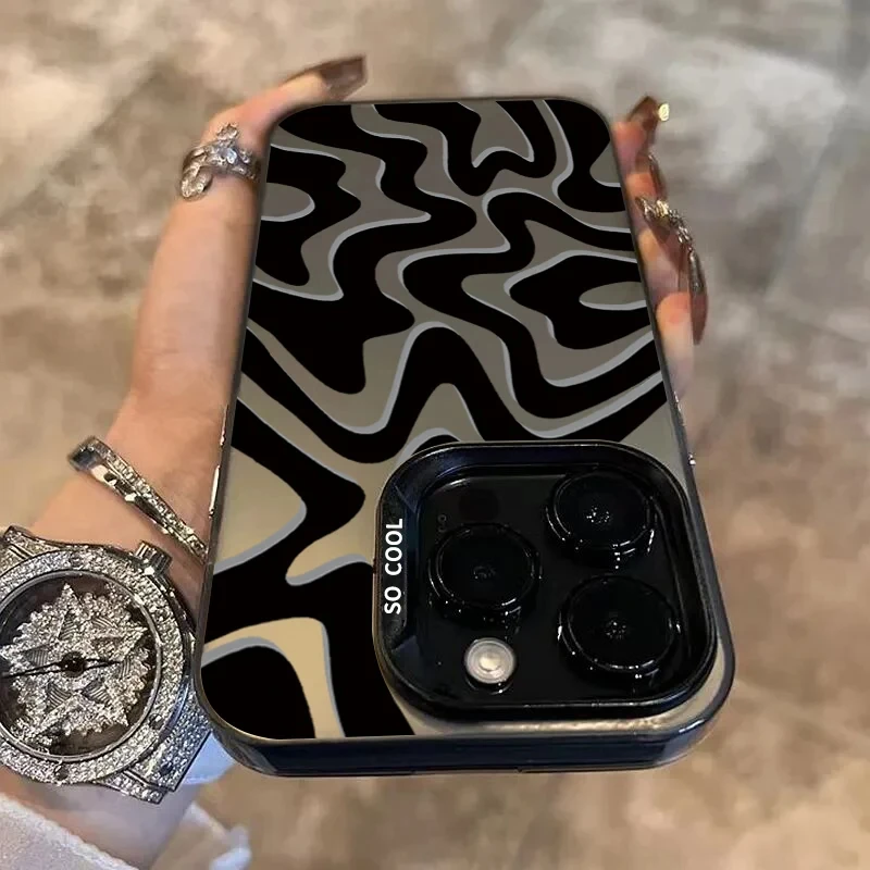 Zwart Water Rimpel Gepersonaliseerde Telefoon Case voor Samsung Galaxy S25 S24 S23 S22 S21 Note20 FE Ultra Rand Plus 4G 5G Anti Matte