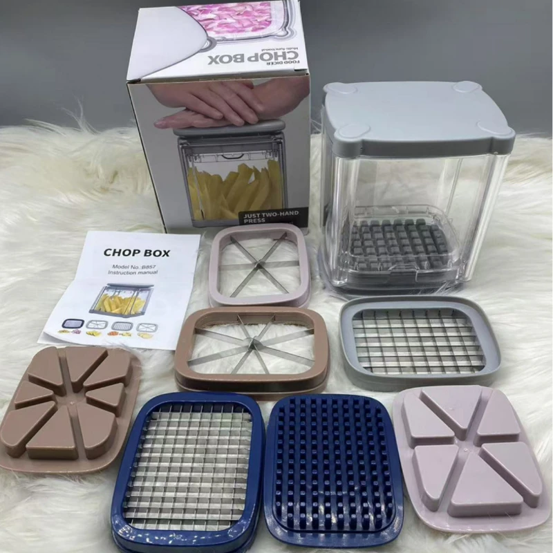 

Multifunctional Manual French Fry Machine With Replaceable Blades For Kitchen Dicing And Cutting Potatoes Cucumbers And Onions