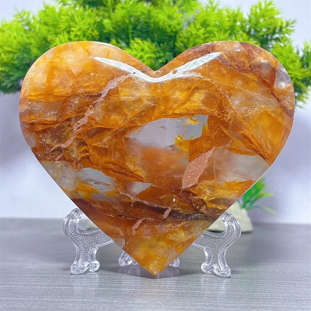 Golden Healer Heart Natural Crystal Home Decoration Room decor Luck Beautiful Quartz Stone Garden Healing Energy Love Gifts