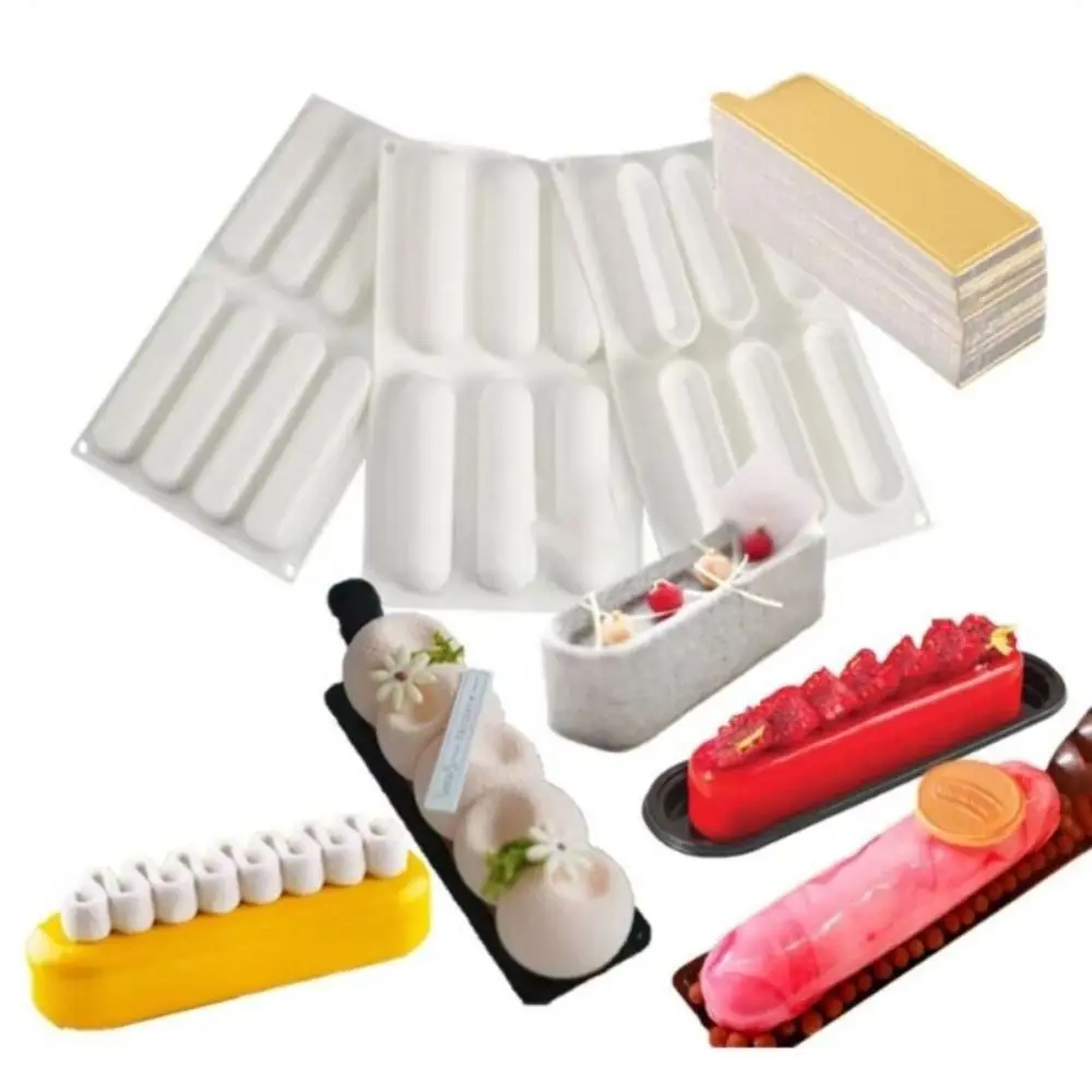 New Silicone Mousse Cake Mold Oval Long Strip Pastry Mold Multifunctional DIY Baking Mould Party