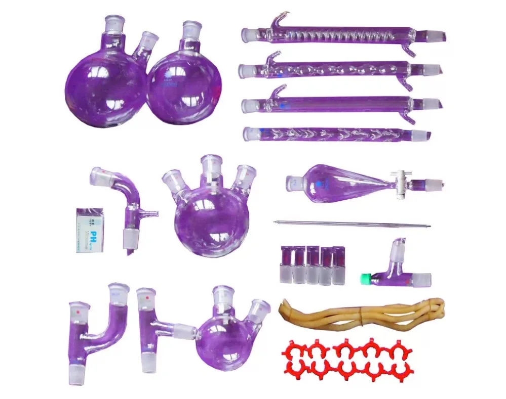 【31 Piece Set】 24/29 Glass Still, Laboratory Distillation Equipment Chemistry Glassware Kit