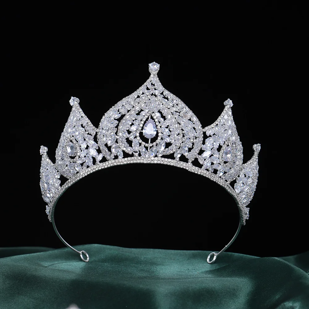 

HIBRIDE Luxury Elegant Temperament Crown Women's Dress Tiara Jewelry Accessories Suitable for Dubai Wedding Ball Host Gift G-2