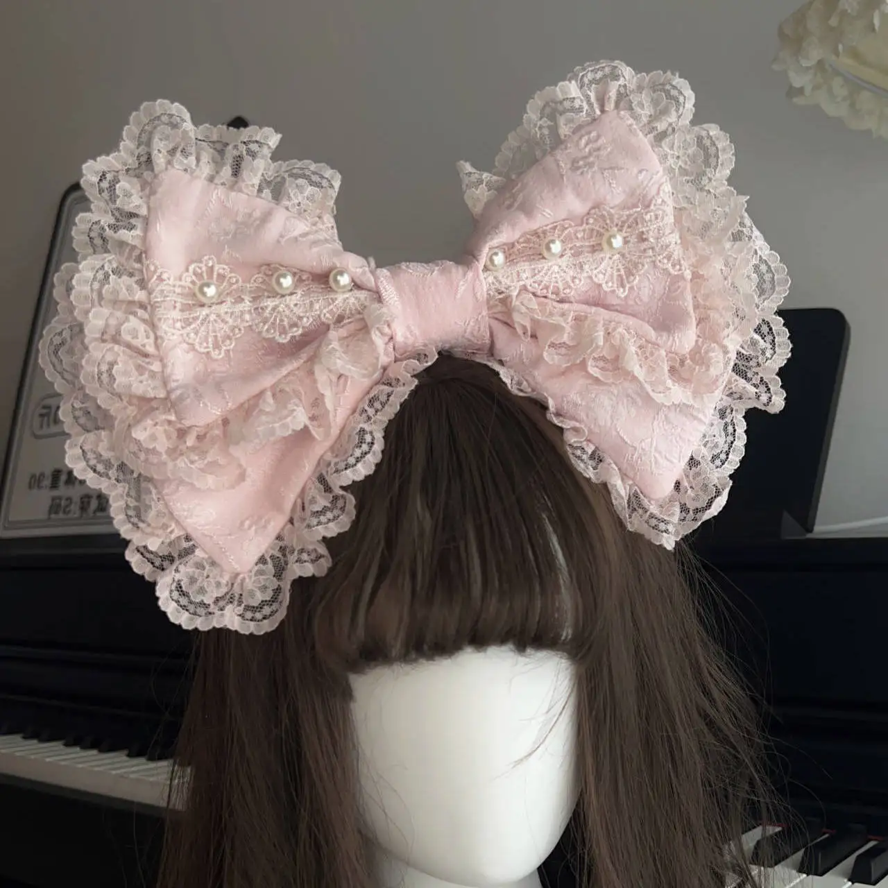 Magogo Weiß zucker Mädchen schöne Lolita Kostüme Zubehör süße Bowknot Trail ing Kawaii Bogen Kopfband Spitze Trim Hand Ärmel