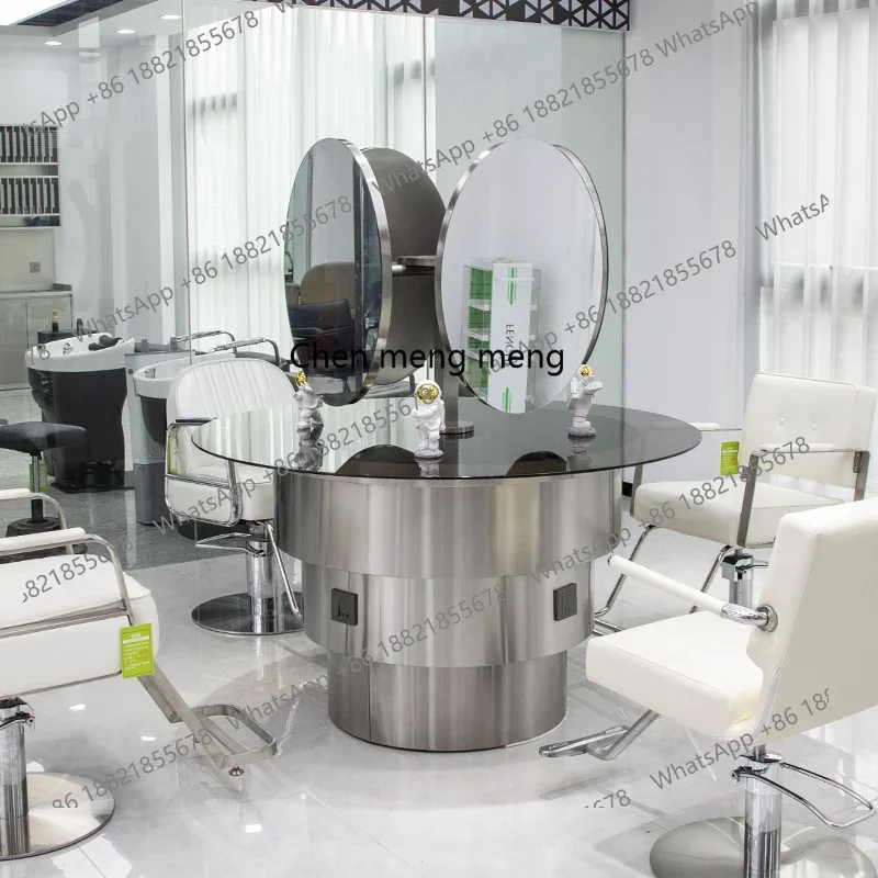 High-end barber shop mirror table hair salon special floor-to-ceiling hair salon hair cutting mirror Lifting mirror