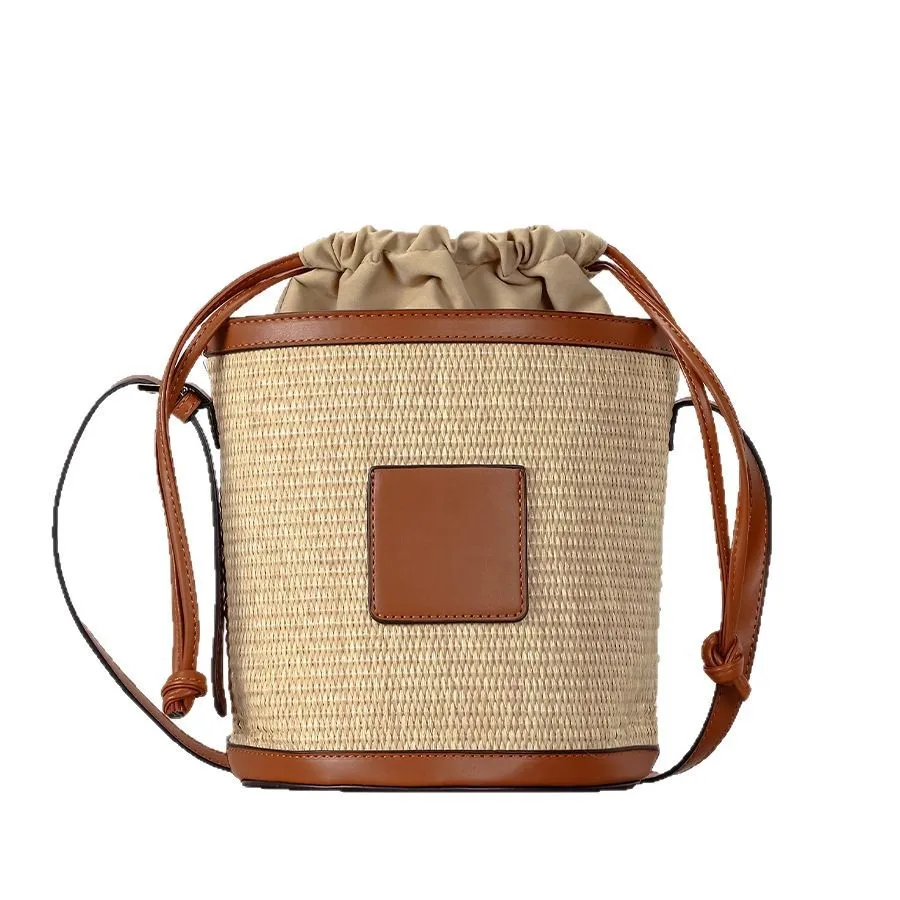

Casual Straw Woven Beach Bucket Bags For Women Luxury Designer Handbags Purses 2025 New In Papyrus Weaving Handle Small Shoulder