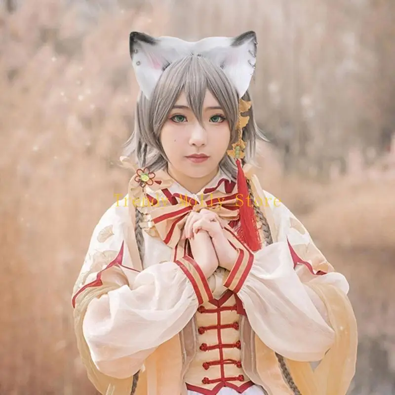 N5kb anime anime artesanal props gato orelhas halloween festo role bandeira na cabeça