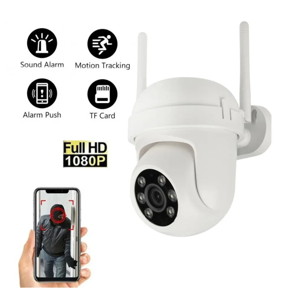 Câmera de segurança externa interna sem fio HD 1080P com visão noturna e detecção de movimento Câmera de vigilância CCTV WiFi para casa