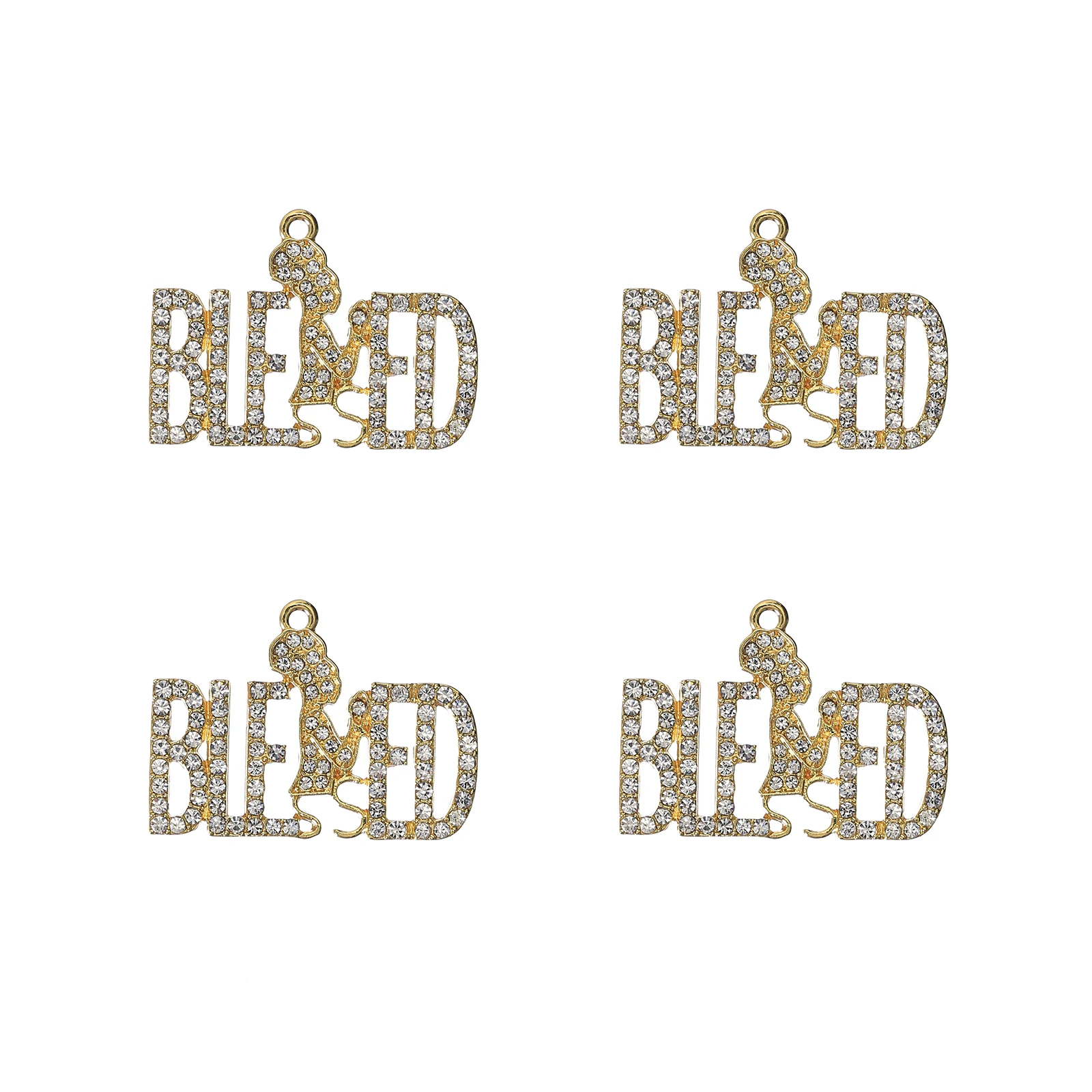 10pcs BLESSED Rhinestone Letter Charms for DIY Bracelet Bangle Making LTC0391-LTC0394