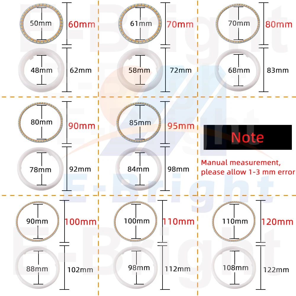 2PCS 24V 12V Angel Eyes Halo Rings 4014 LED Cars Headlight DRL Driving Light White Amber 60 70 80MM 90MM 95MM 100MM 110MM 120MM