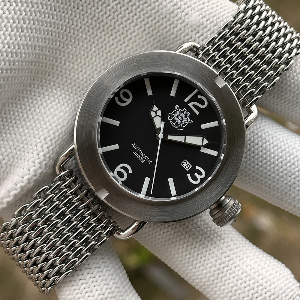 Steeldive 2025 Watch SD1912 Oversize 47MM Brushed Case with Rotatable Bezel Sapphire Glass Automatic 3000M Waterproof Watch Men