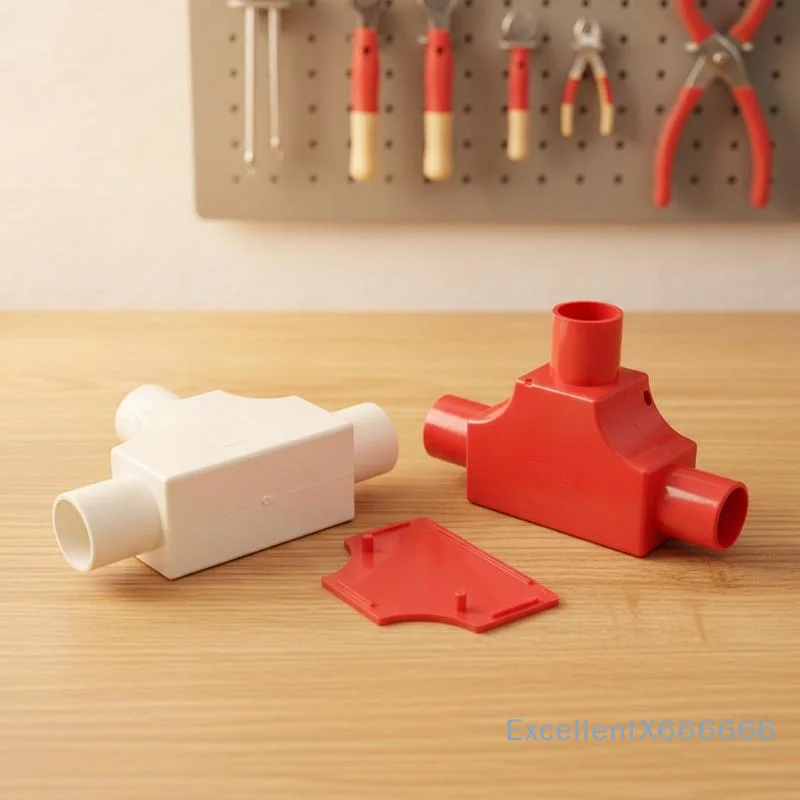 PVC Three Way Conduit Junction Box Removable Cover Fire Resistant Material For Home Electrical Wiring