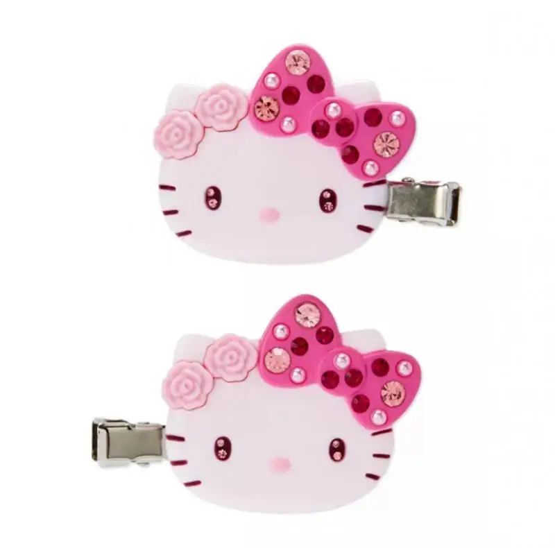 Sanrio 2023 Cherry Blossom Series Pink Color Bright Diamond Hairpin Bangs Clip Kitty Cinnamoroll Mymelody Kuromi Hairpin Toy