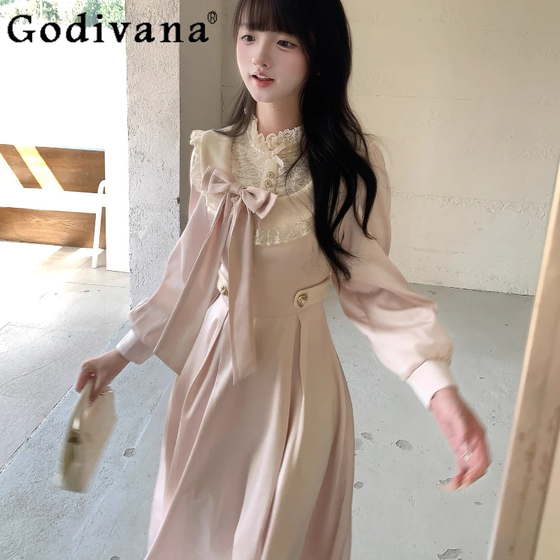 

Autumn Long Sleeve Lolita Dress for Women Original New Sweet Pink Sweet Dress Female Japanese Style Cute Princess Dress