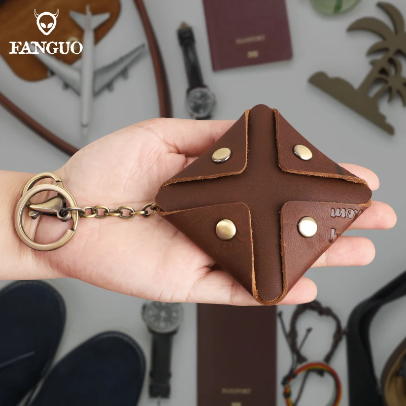 Women's Small Genuine Leather Coin Wallet Children Mini Purses Hasp Money Clip Clutch Hobo Bags Men Gift Pouch New Manual Craft