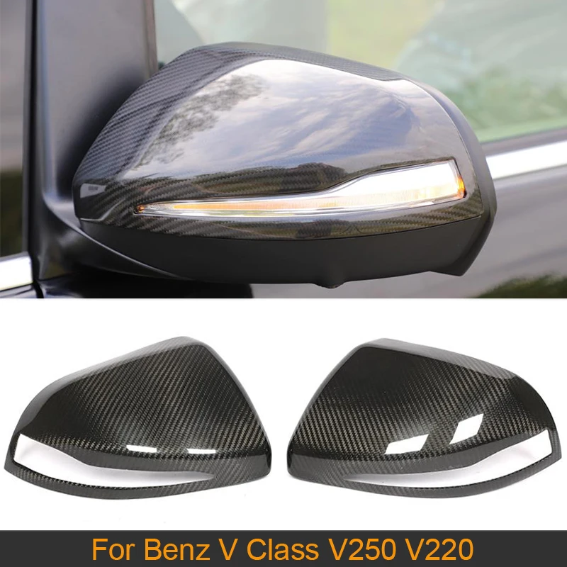 Carbon Fiber Car Rearview Mirror Covers Caps For Mercedes Benz V Class V250 V220 2016-2018 Side Mirror Covers Caps Add On