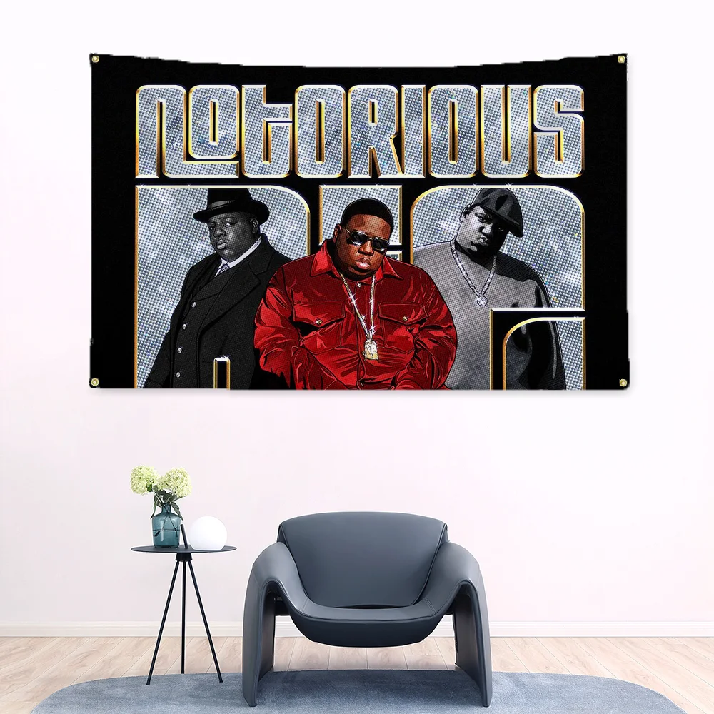 Notorious Big Wallart Flag to Hang Hip Hop Decor Tapestry Wall Hanging Home Decoration Rapper Flags for Bedrooms Outdoor