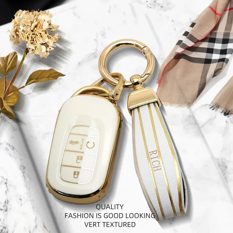

New Arrival Luxurious Remote Key Case Cover For Honda Civic 11 Accord Vezel 2022 Protective Shell Keychain Car Accessories