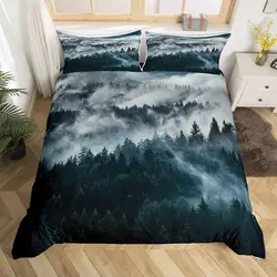 Botanical Tree Duvet Cover Set Full Queen Smoky Mountain Bedding Set Natural Scenery Comforter Cover Rustic Country Quilt Cover