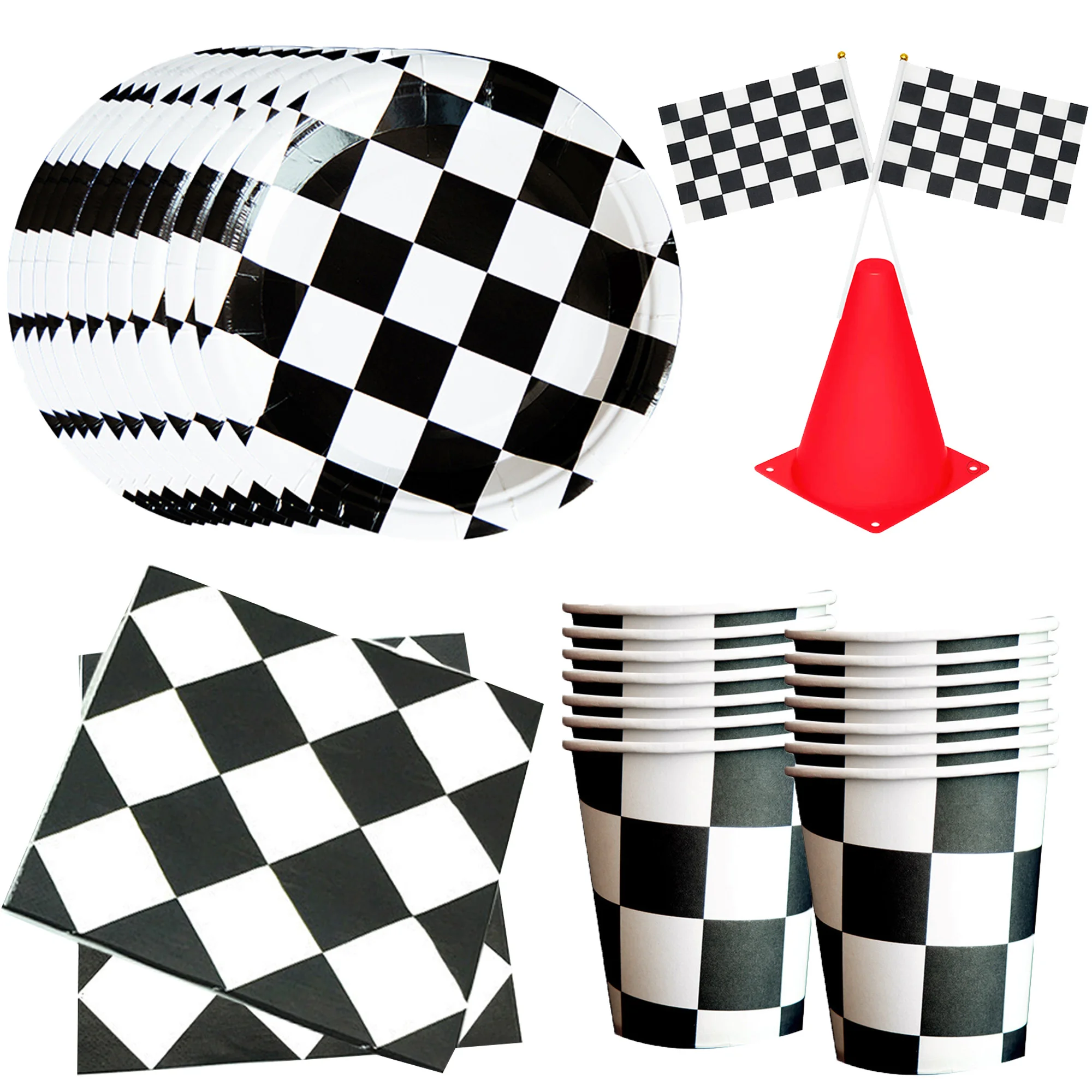 Race Car Birthday Party Supplies Tableware Plates Napkins Cups Gift Box for Boys Baby Shower Race Car Theme Birthday Decorations