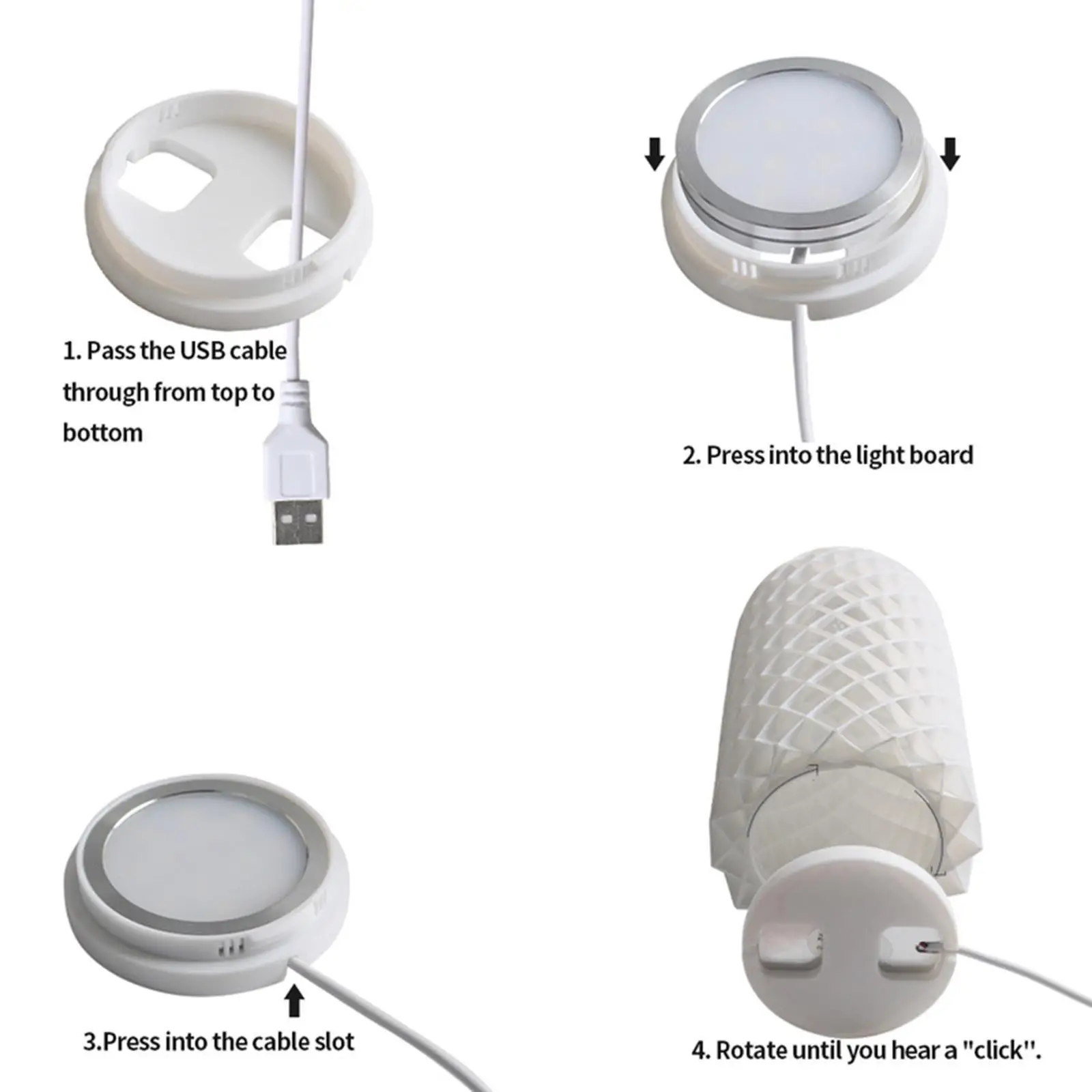DIY LED Lamp Lighting Kits ABS Round Light Night Table Lampshade Kit for Living Room or Bedroom Use