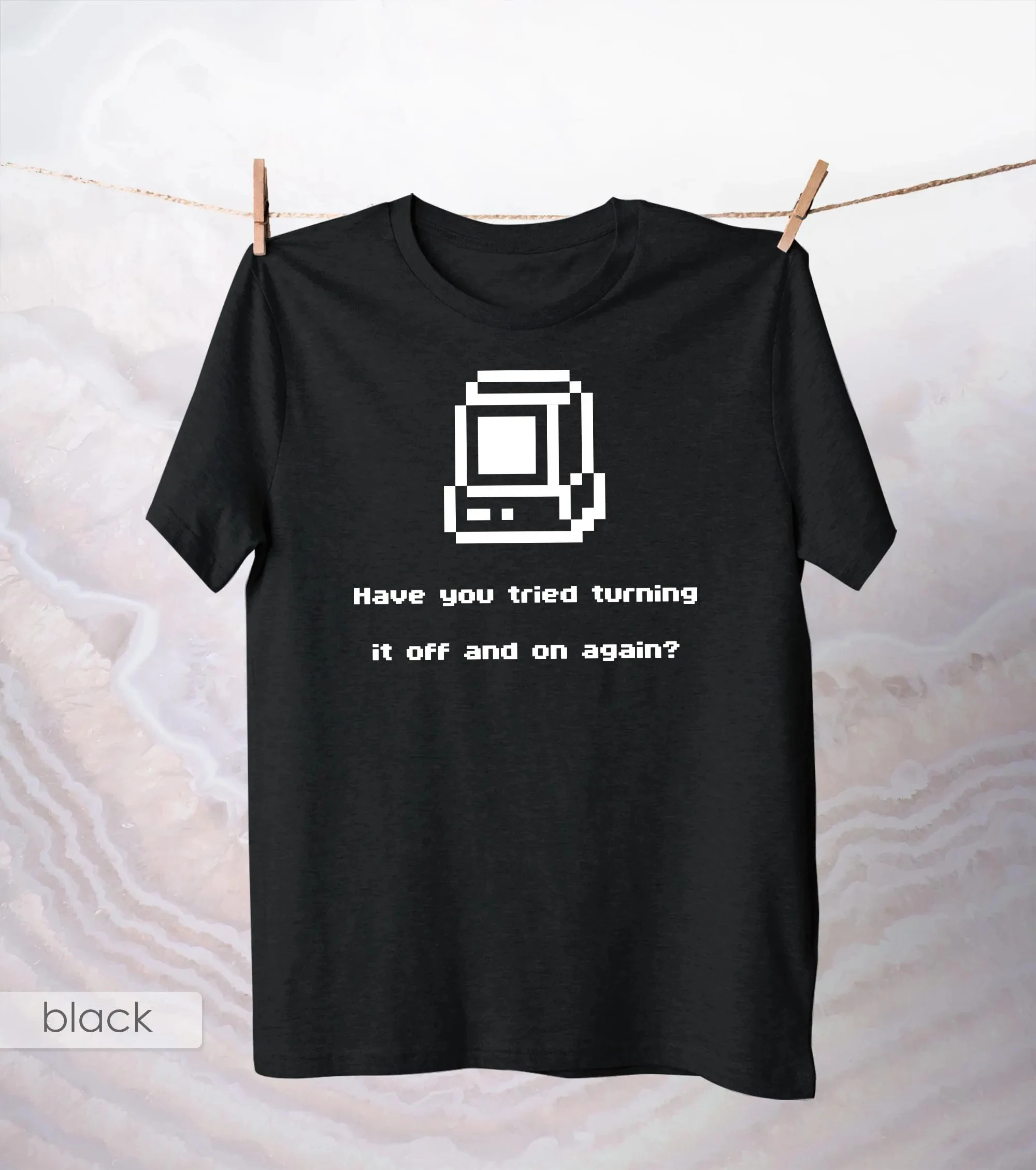 Camiseta Have You Tried Turning It Off and On Again, camiseta Retro para ordenador, camiseta Nerdy, broma IT, Top de algodón, ropa Geek Pixel Art