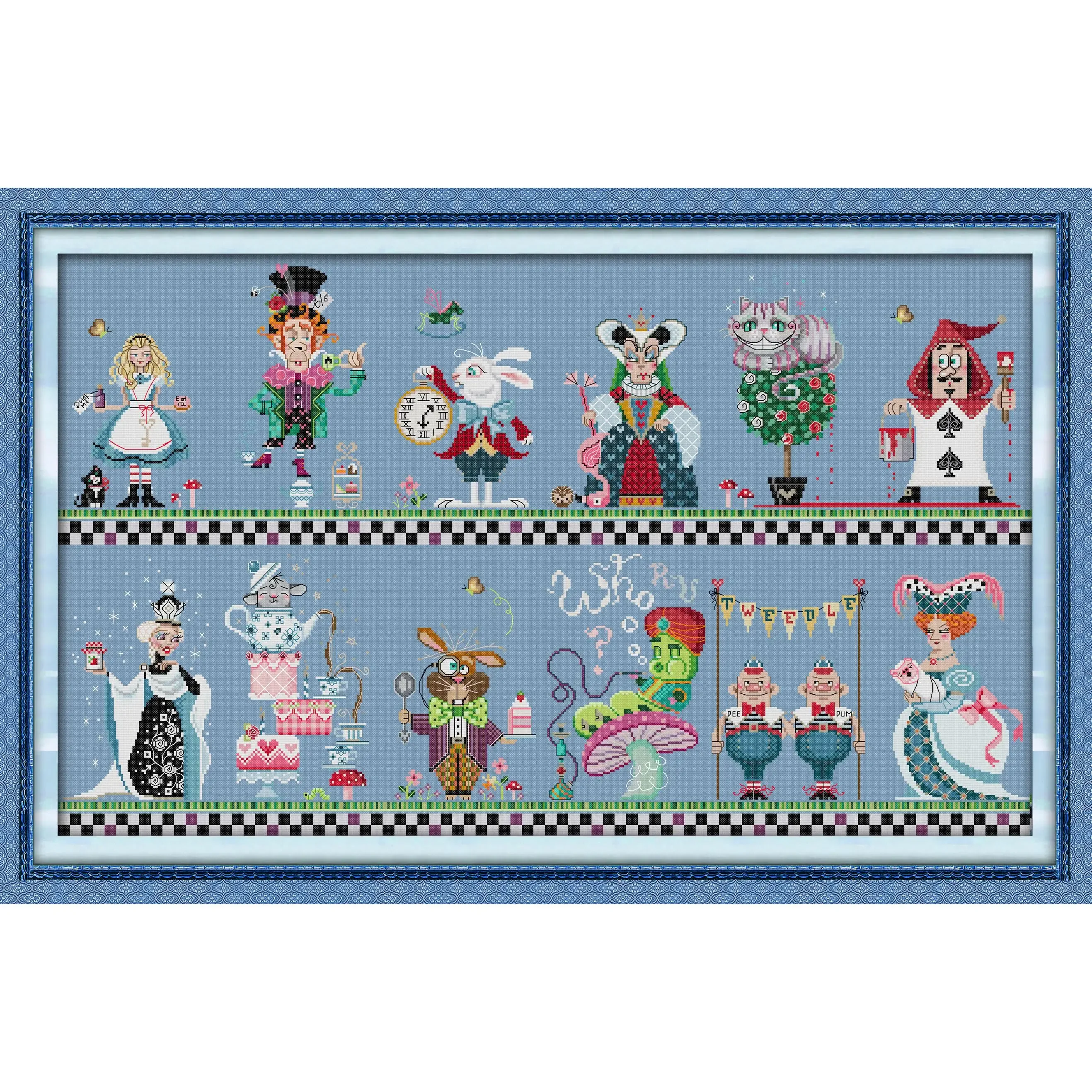 Joy Sunday Pre-printed Cross Stitch Kit  Easy Pattern Aida  Stamped Fabric Embroidery Set-Alice In Wonderland