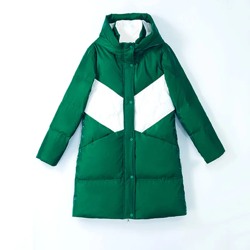 New Womens Glossy Wash Free Down Jacket Winter Warm Coat Hooded Parker Overcoat Female Casual Long 90% White Duck Down Outerwear