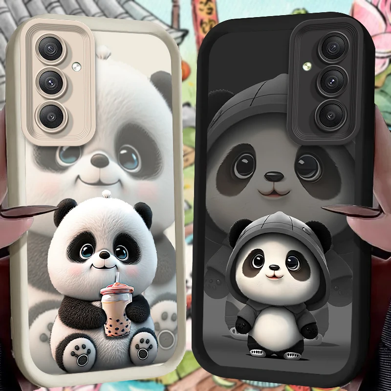 Lovely Panda Soft Case for Samsung Galaxy S24 S25 S23 Ultra S22 S21 Plus FE 5G A34 A54 A14 A73 A53 A33 5G Silicone Back Cover