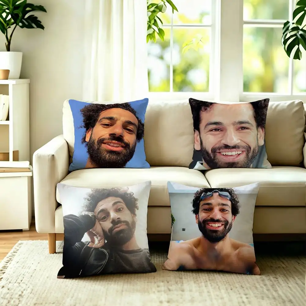 

The Football M-Mohamed Salah Square Double-Sided printed Pillow Case Bedroom Bedside Pillow Sofa Cushion Cover
