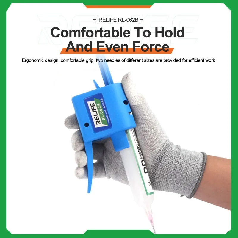 RELIFE RL-062B Manual Glue Gun Needle Booster for 30CC~60CC Syringe Oil Solder Paste UV Solder Mask Oil Structural Adhesive 50CC