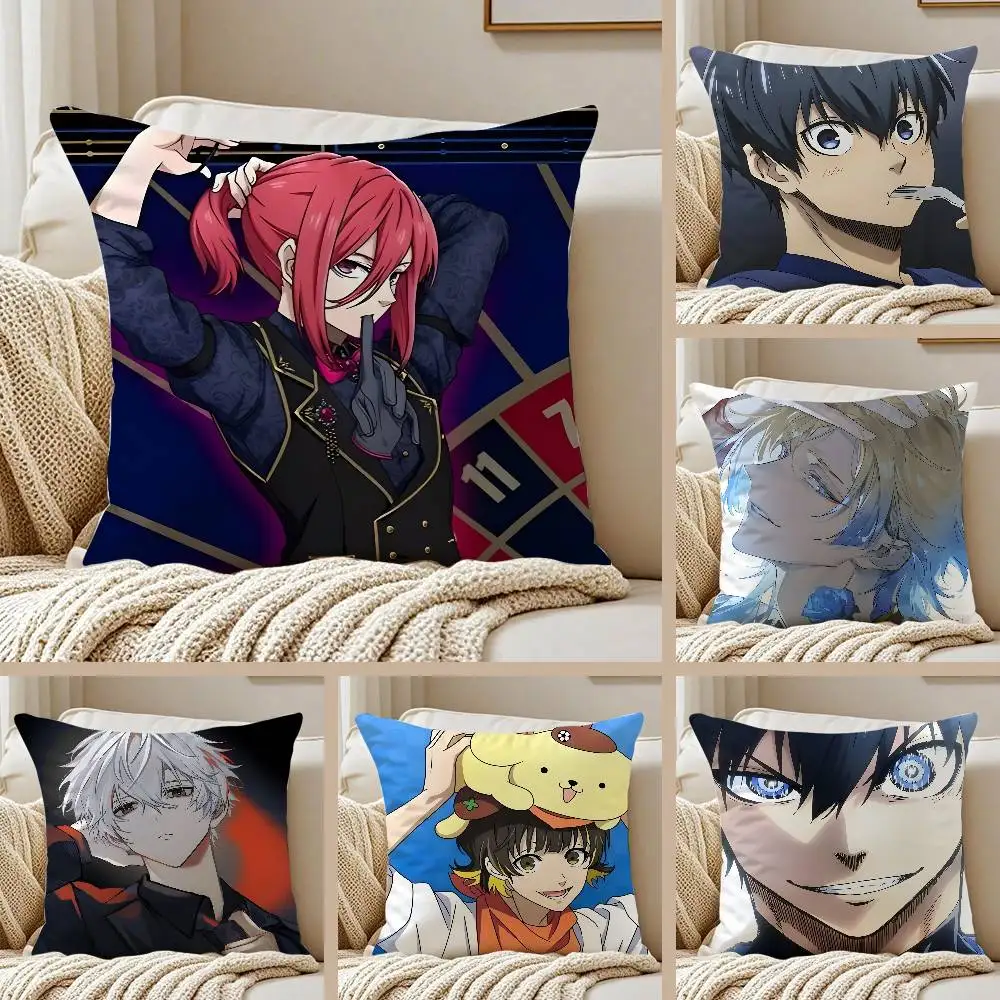 B-bLUE Anime LOCK Kissenbezug, Sofa und Wohnzimmer, dekorative Kissenbezüge, staub- und milbenbeständig, unsichtbarer Reißverschluss