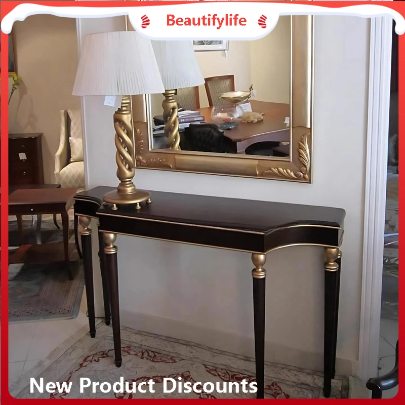 

American solid wood entrance, entrance cabinet, black entrance against the wall, very narrow table against the wall, H