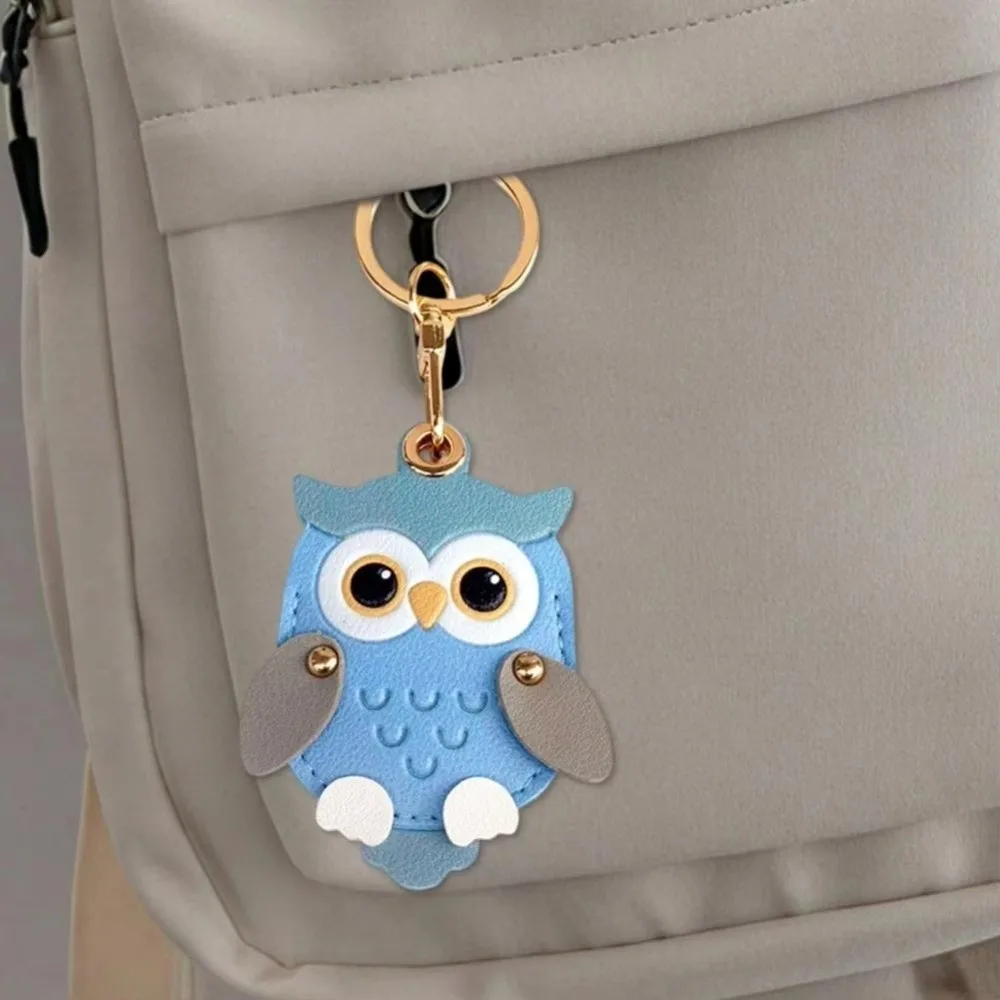 Cartoon Owl Charm Cartoon Owl Keychain PU Leather High Quality Card Holder Keychain Waterproof Faux Leather view 3