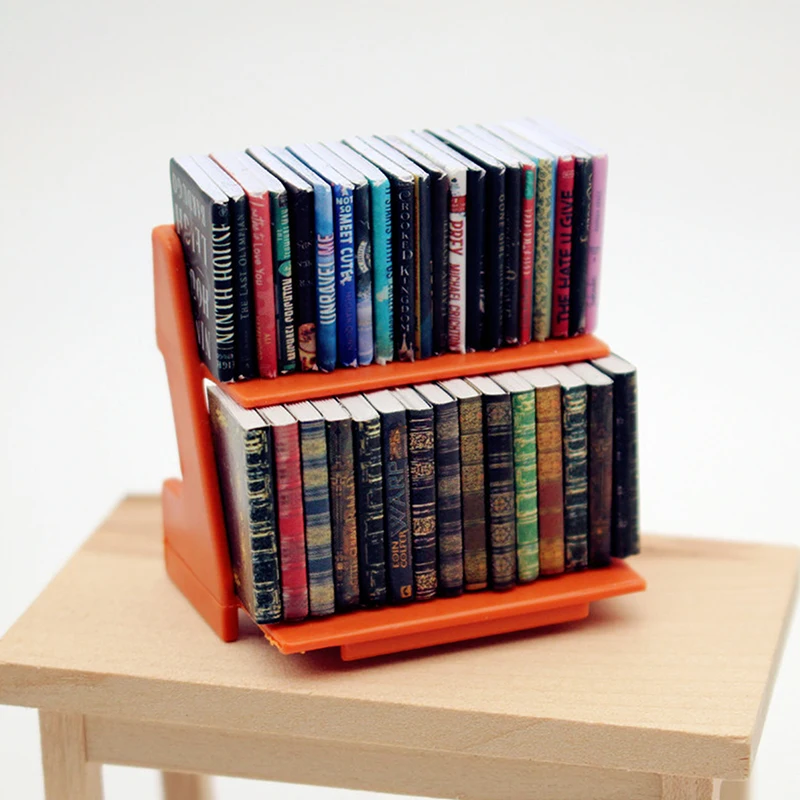 1:12 Simulation Mini Books Bookcase Bookshelf Model Dollhouse Study Room Decoration Dolls House Accessories