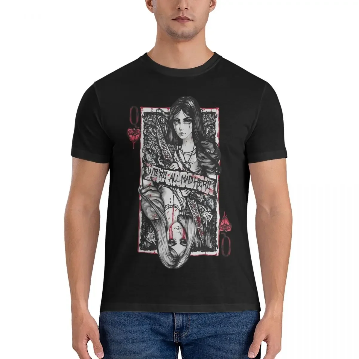 Men T-Shirts Q Fun 100% Cotton Tee Shirt Short Sleeve A-Alice Madness Returns T Shirt Crew Neck Tops Gift Idea