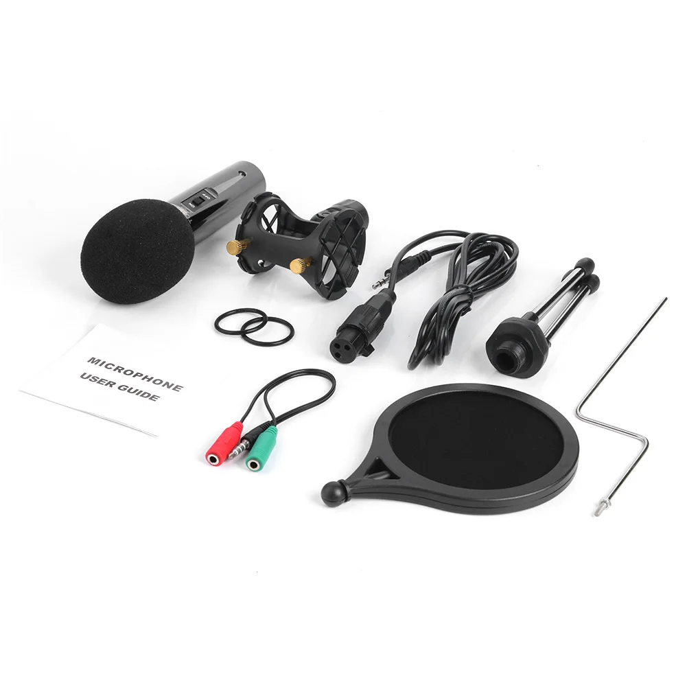 

3.5mm Pro Studio Online Sound Recording Condenser Microphone for Computer Phone Chatting Gaming Podcast Recording