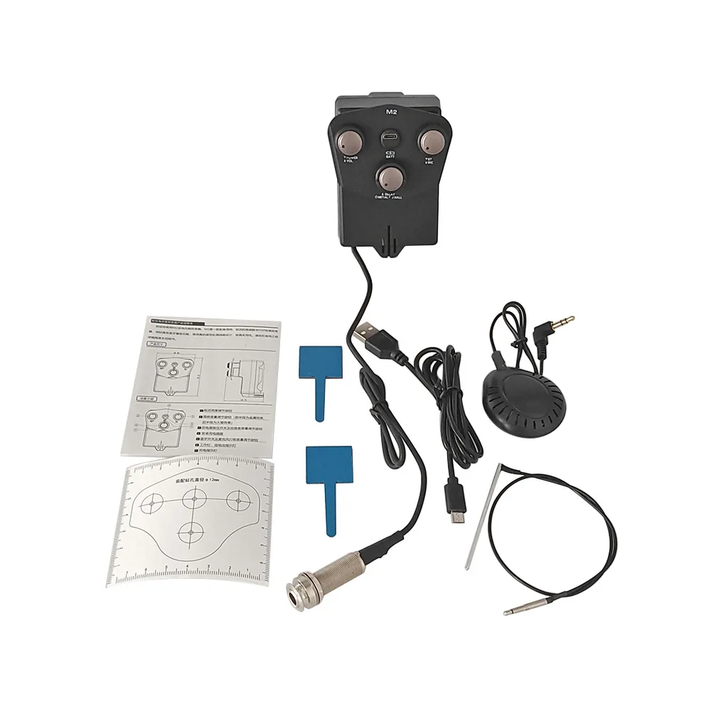 Acoustic Guitar  with Bluetooth Reverb, Delay, Microphone, and Percussion Function - M2 Resonator Pickup