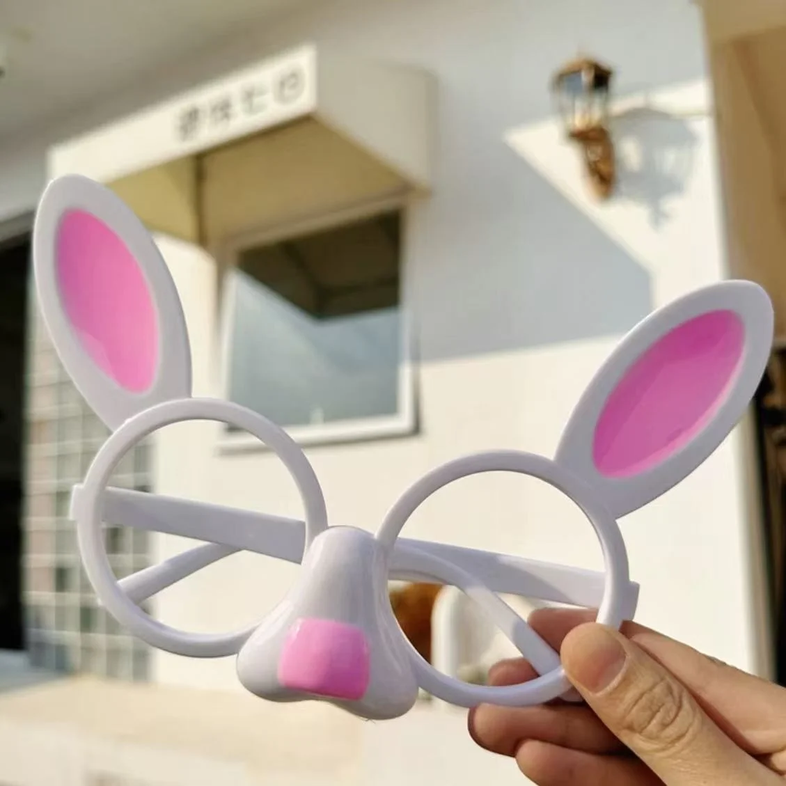 نظارات رائعة على شكل أرنب مع عيون متعبرة وآذان رقيقة - نظارات حفلات أرنب عيد الفصح البلاستيكية القوية لصياد بيض عيد الفصح #4