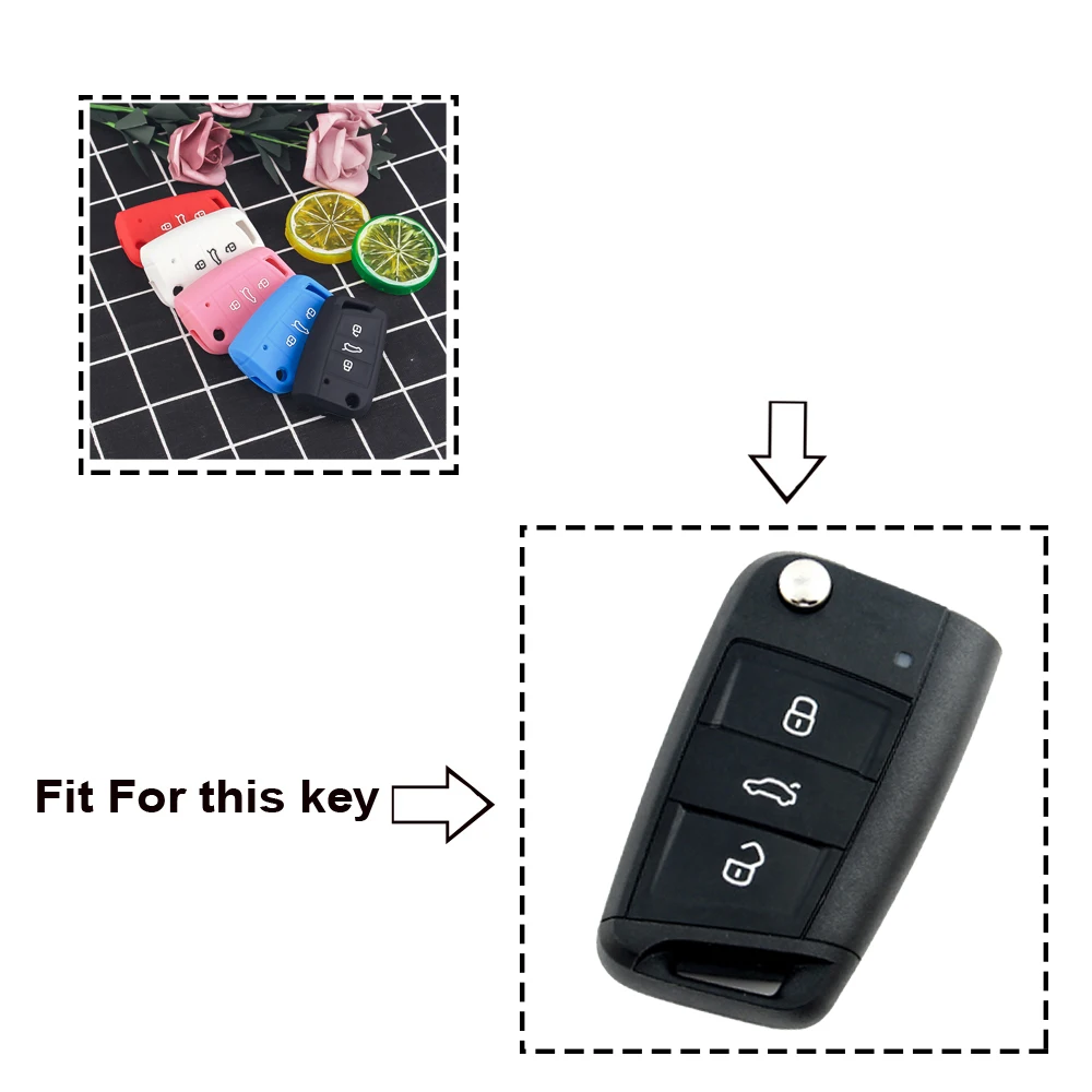 KEYYOU Silicone Key Case Key Cover For Volkswagen VW Golf MK7 Tiguan For Skoda Octavia For Seat Leon Ibiza Octavia A7