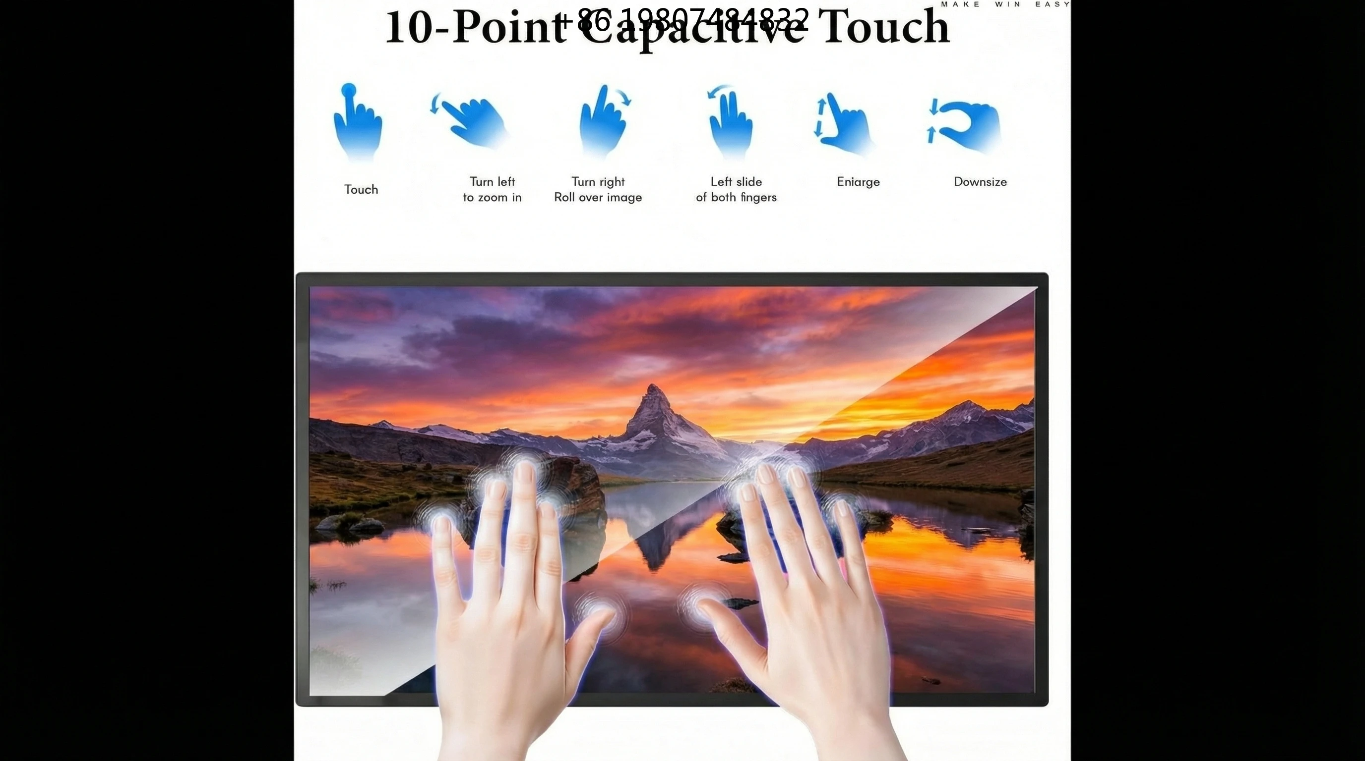 Windows WiFi 6 for Restaurant & Cafe 75 Inch Interactive Kiosk 4K Touch Screen Wall Mount Android