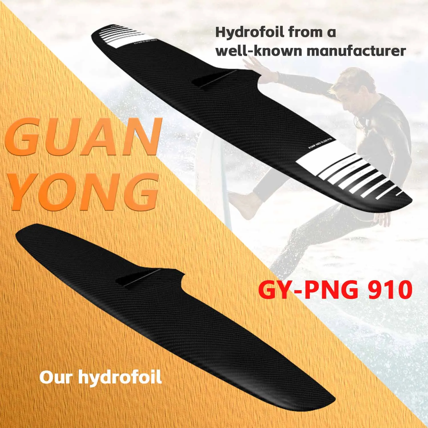 

GY-PNG910 1218sqcm Customizable Carbon Fiber Front Wing Authentic Axis Foils Hydrofoil Water Sports Surfing Factory Accessory