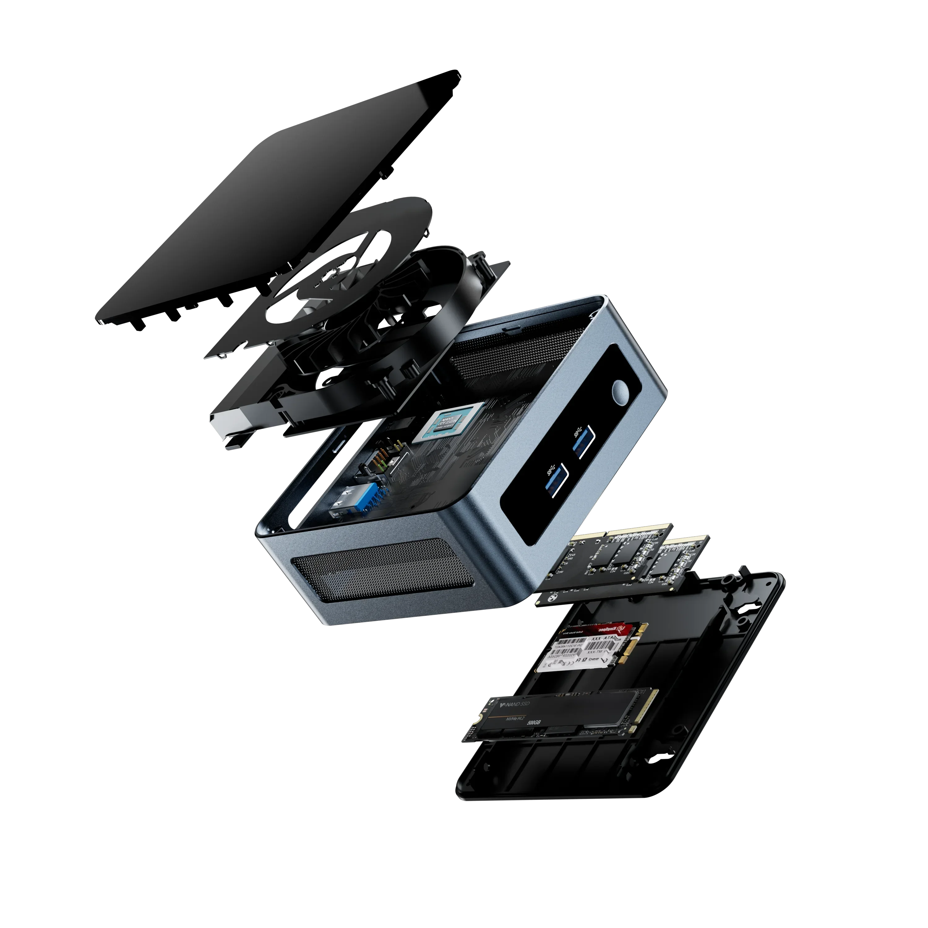 كمبيوتر مكتبي صغير AMD مزود بـ 16+512 جيجابايت SSD أمامي USB جسم معدني كمبيوتر صغير يعمل بنظام التشغيل Windows 10/11 DDR4 ألعاب كمبيوتر صغير