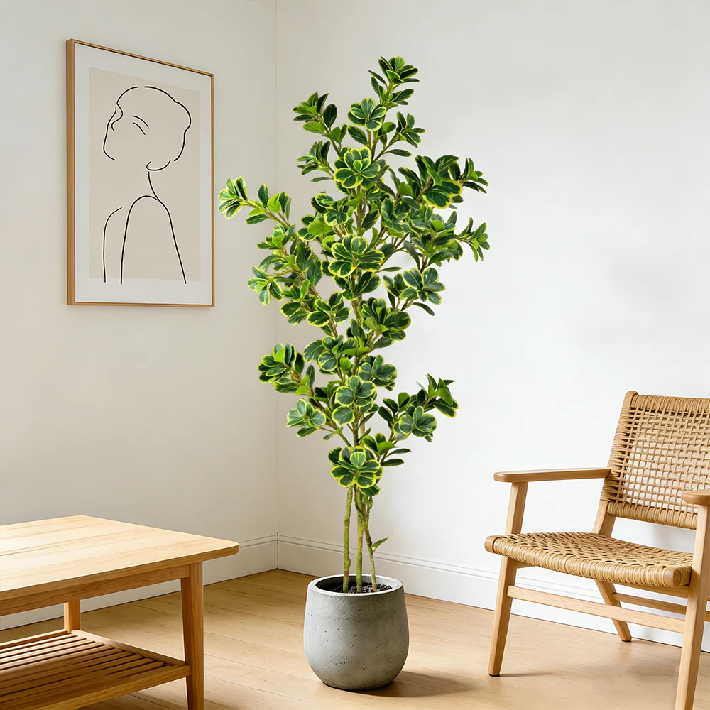 Árbol Artificial de Ficus de 76-115 cm, Árbol de Roble Artificial, Planta Tropical Verde, Rama de Baniano de Plástico para Decoración de Hogar, Tienda, Fiesta, Boda