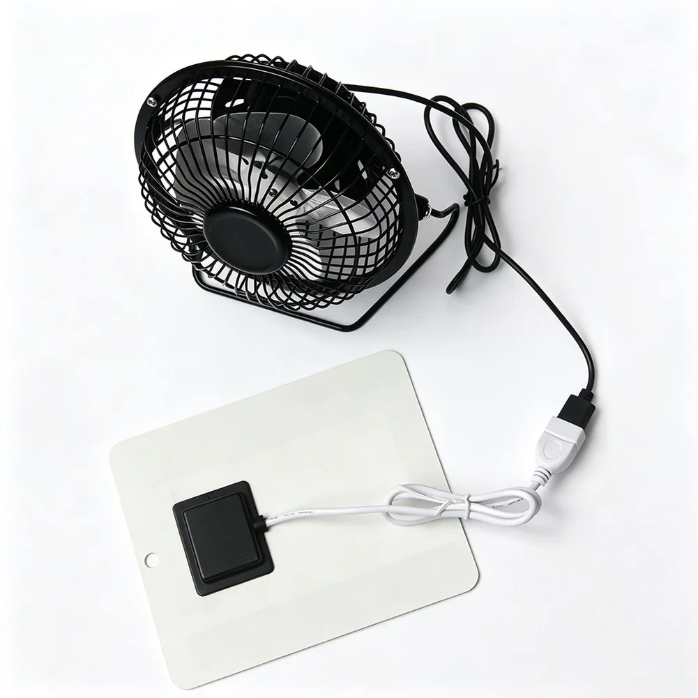 USB Solar Fan 5W 5V with 140mm Blade for Outdoor Cooling Portable Lightweight Design with 150x120mm Polycrystalline Panel
