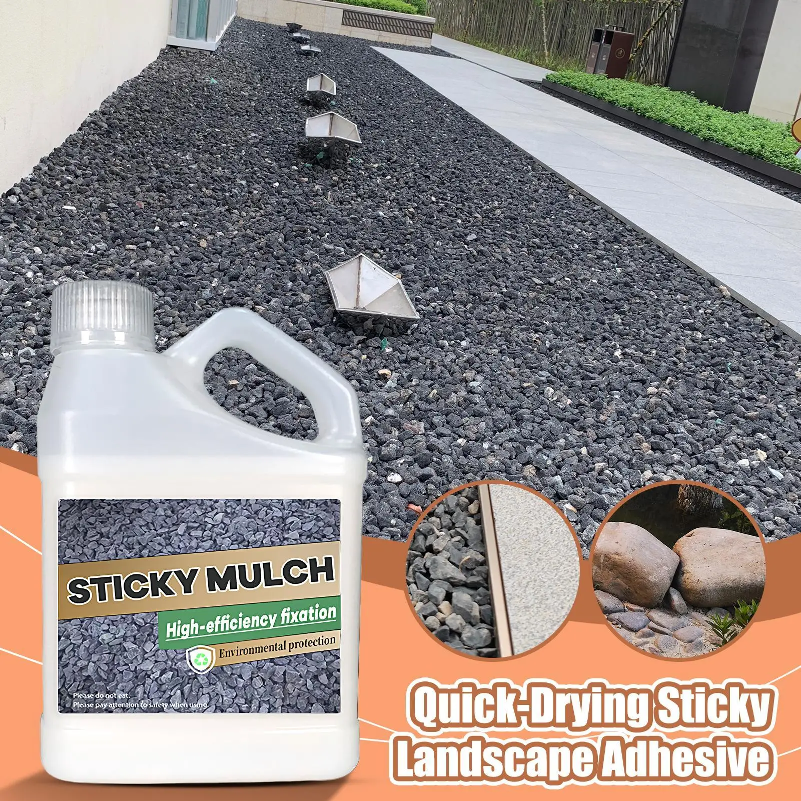 500g Mulch Rock Adhesive Multipurpose Pea Gravel Sticky Rock Glue Fast Drying Spray Outdoor Yard Patio Stones Landscape Adhesive