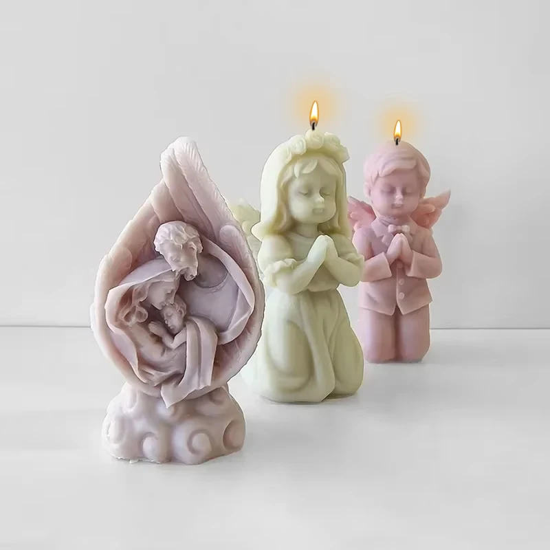 

Epoxy Resin DIY Plaster Mold Home Handmade Mold 3D Prayer Angel Aromatherapy Candle Mold