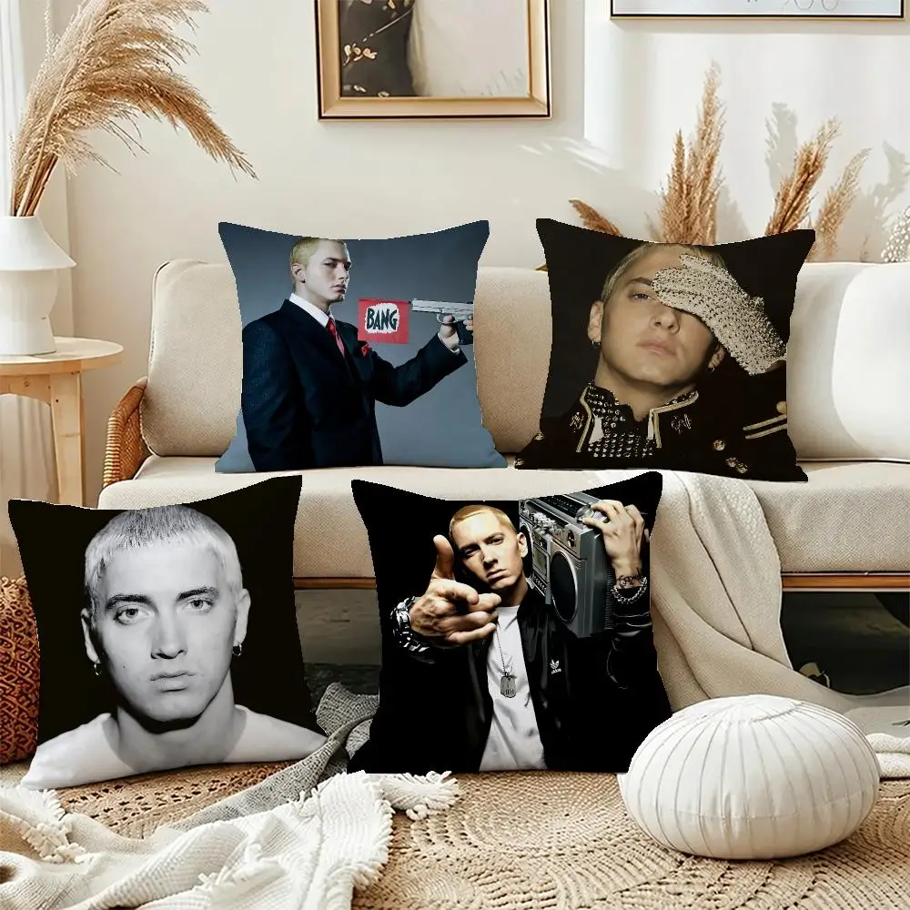 Rap Singer Eminem Cushion Cover Short Plush Pillowcase, Washable Wrinkle Resistant Cover for Bedroom Gift