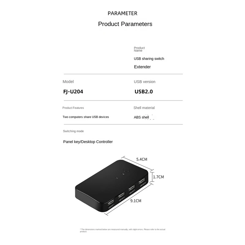 KVM Switcher Shared Controller Hub Adapter USB 2 Input 4 Output For Laptop Printer Keyboard Mouse Monitor