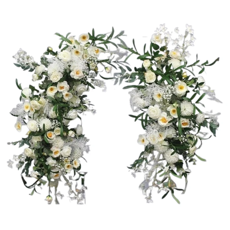 

New Wedding Road Flower Arch Floral Arrangement Outdoor Wedding Photography Background Flower Event Ceremony Fake Flower Finishe